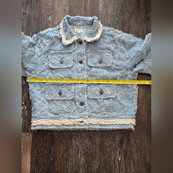 POL Star Textured Raw Hem Long Sleeve Denim Jacket Size S - Picture 7 of 15